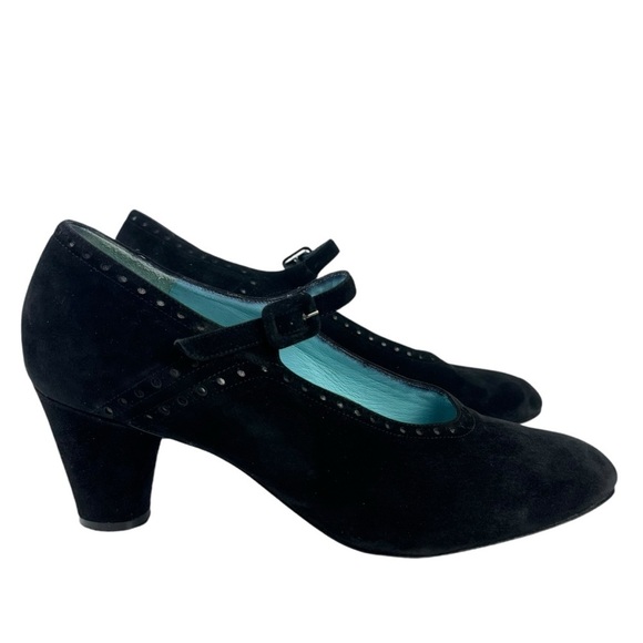 Thierry Rabotin Black Suede Leather Mary Jane Heels Pumps Made in Italy Size 41 - Picture 4 of 16